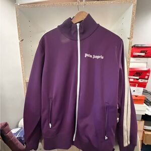 Palm Angels Purple Track Jacket with White Sleeve Stripe